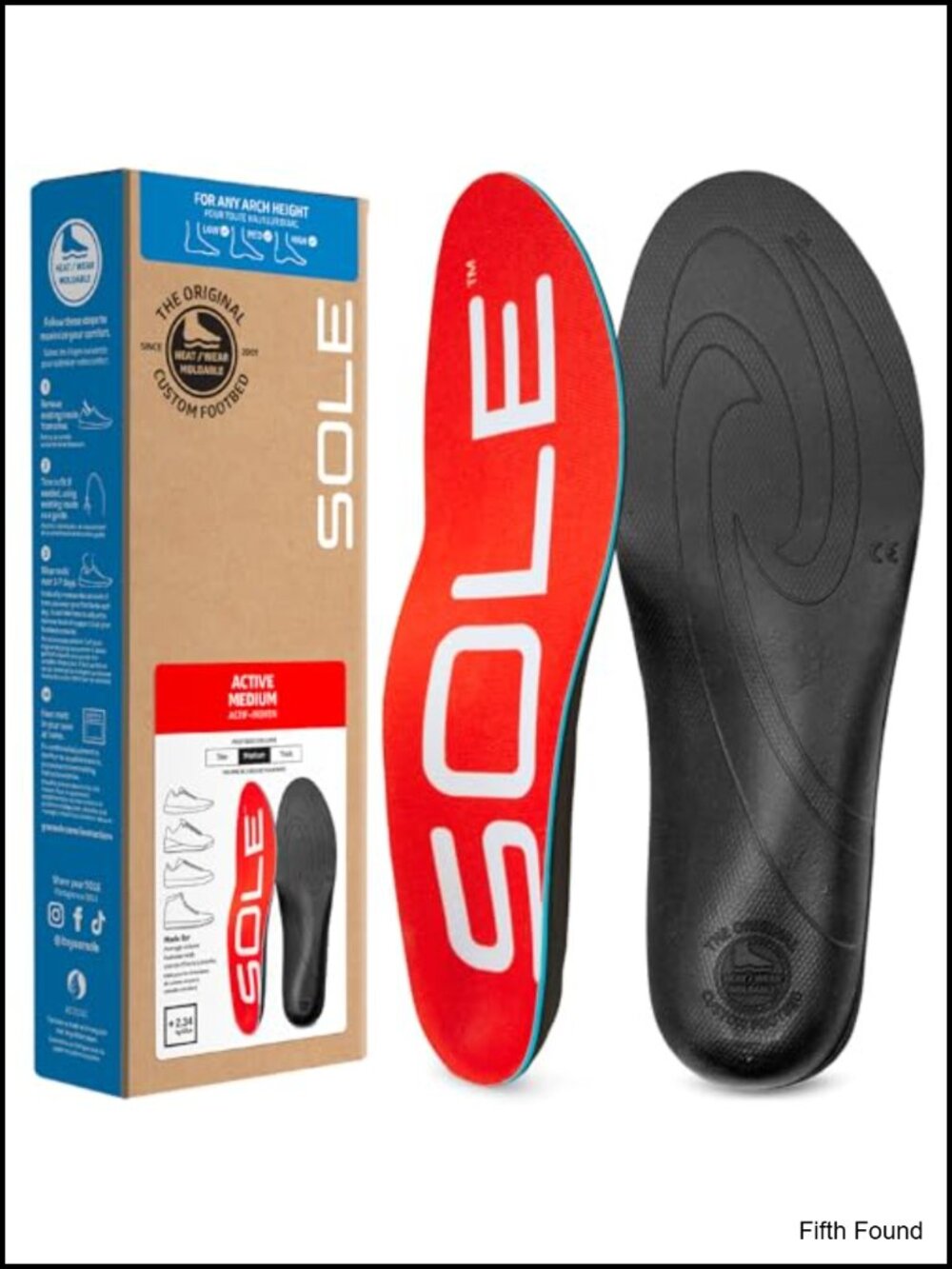 SOLE Active Medium Orthotic Insoles Plantar Fasciitis Heel Pain Arch Support